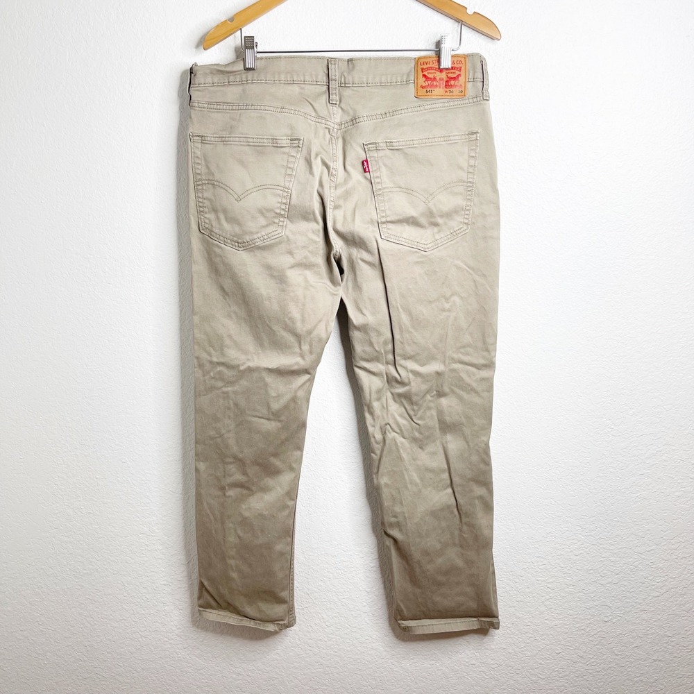 Mens Levis 541 Athletic Taper Pants Khaki Tan 36x30 Cotton Twill Chino Trousers